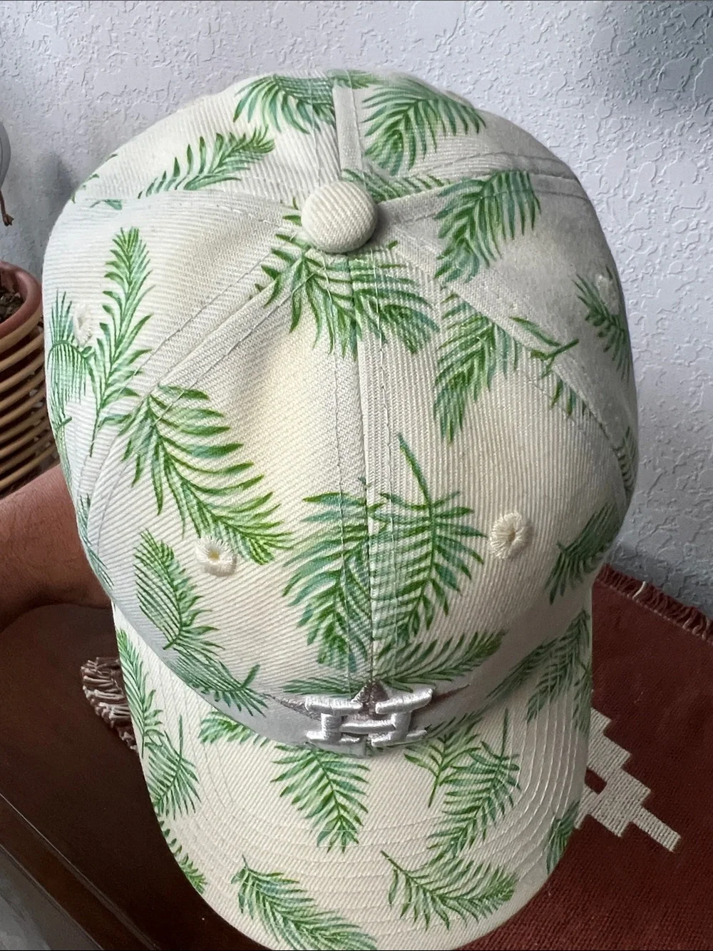 New Era Houston astros Baseball Cap with Green Palm Print and Silver H Logo